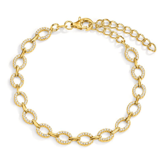 Bracelet Argent Zircone jaune Plaqué or 16-19 cm