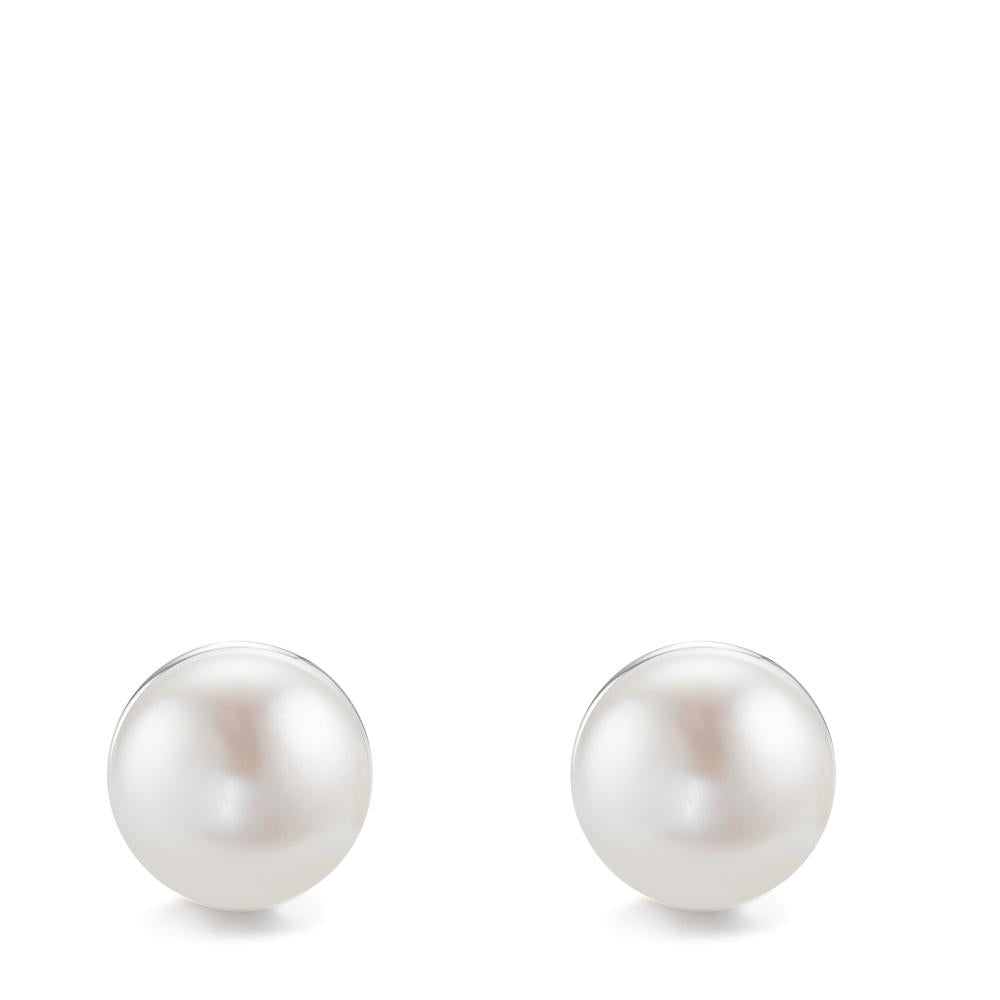 Clous d'oreilles Argent Rhodié perle d'eau douce, 2 Perles, 11 mm Ø11 mm