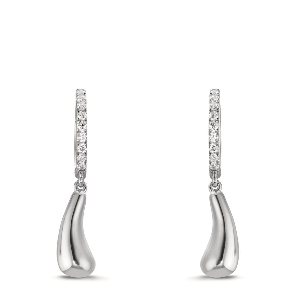 Créoles à charnières Argent Zircone 18 Pierres Rhodié