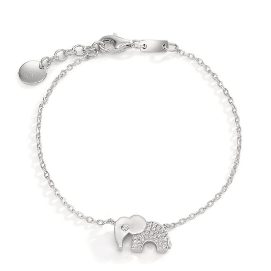 Bracelet Argent Zircone Rhodié Éléphant 16-18 cm