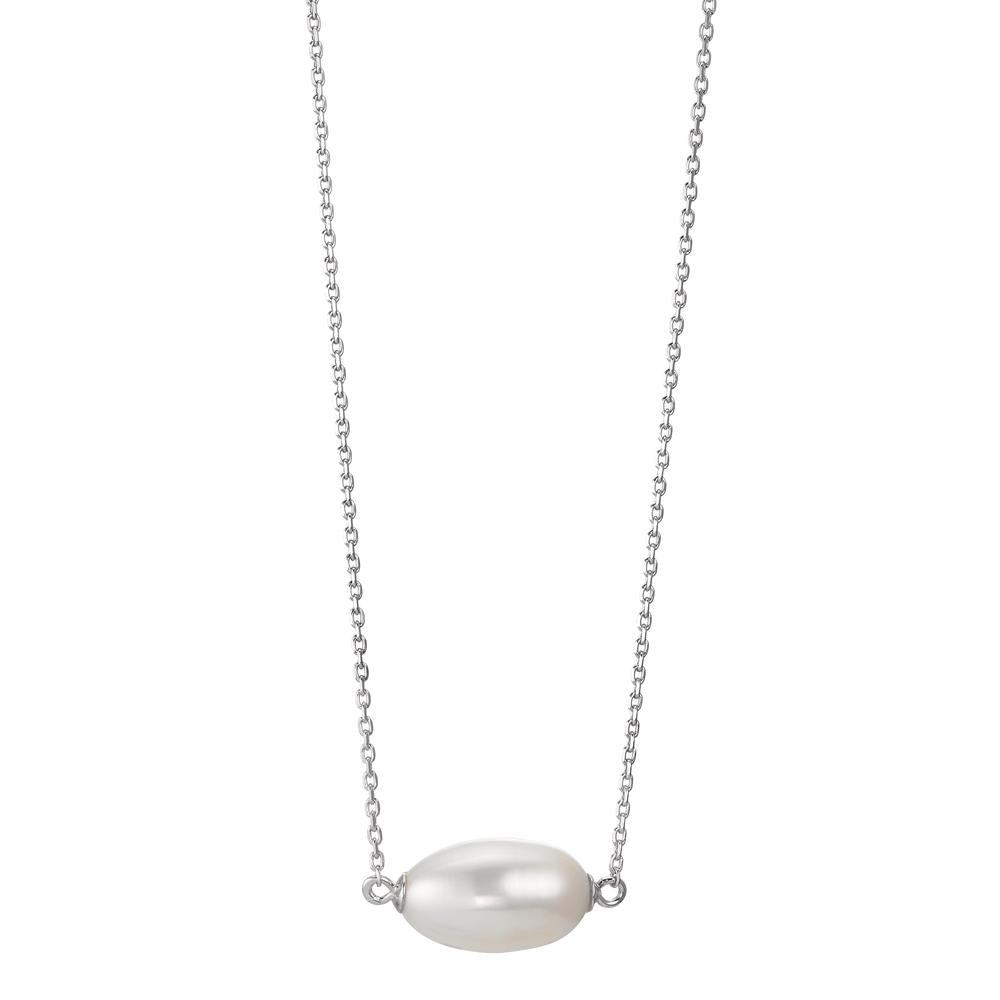 Collier Argent Rhodié perle d'eau douce 40-43 cm