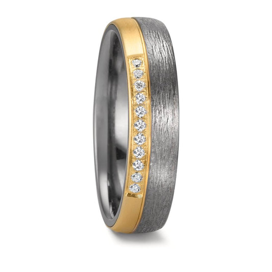 Alliance Tantale 999, Or jaune 14K Diamant 0.11 ct, 11 Pierres, w-si