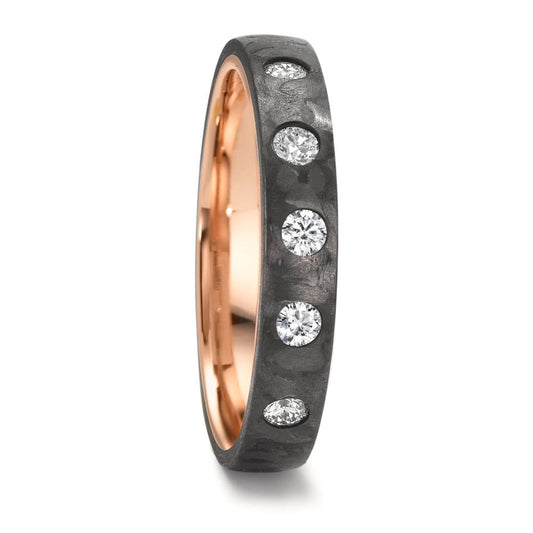 Alliance Carbone, Or rouge 14K Diamant 0.25 ct, 5 Pierres, w-si