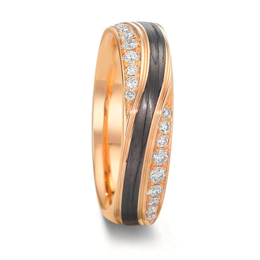 Alliance Or rose 14K, Carbone Diamant 0.468 ct, 36 Pierres, w-vsi