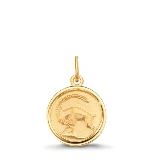 Pendentif avec gravure Or jaune 9K Signe Astrologique Capricorne Ø12 mm