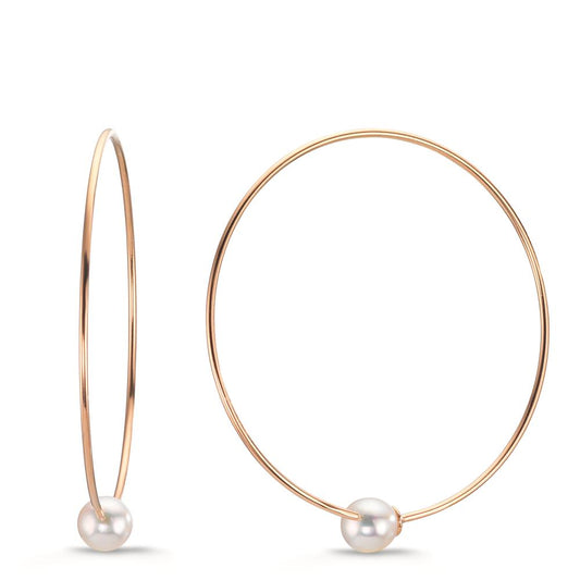 Créoles Or rouge 18K perle Akoya, 6 mm