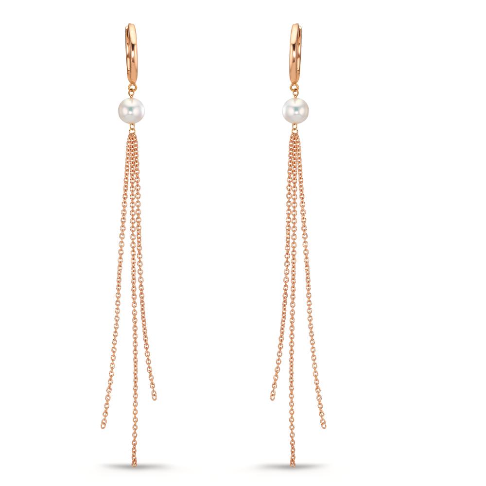 Créoles à charnières Or rouge 18K perle d'eau douce, 2 Perles