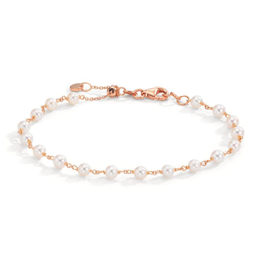 Bracelet Or rouge 18K perle d'eau douce, 18 Perles, 3.5 mm 16.5-18.5 cm