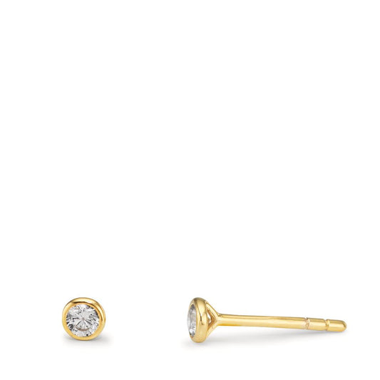 Clous d'oreilles Or jaune 9K Zircone 2 Pierres Ø3.2 mm