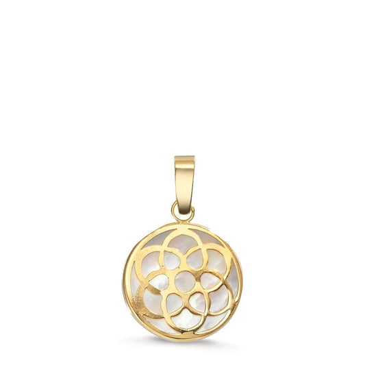 Pendentif Or jaune 18K nacre Fleur de vie Ø10 mm