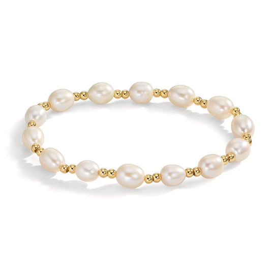 Bracelet Acier inoxydable jaune PVD perle d'eau douce 6.5-7 mm 18.5 cm