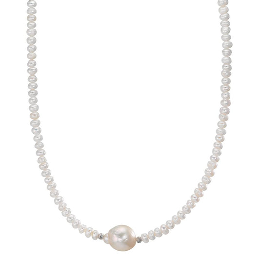 Collier Acier inoxydable perle d'eau douce, 4 mm 43 cm