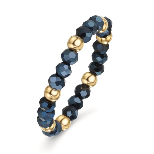 Bague Acier inoxydable Cristal bleu, 3 mm jaune PVD