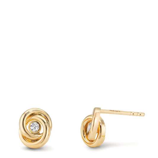 Clous d'oreilles Or jaune 9K Zircone 2 Pierres Ø7 mm