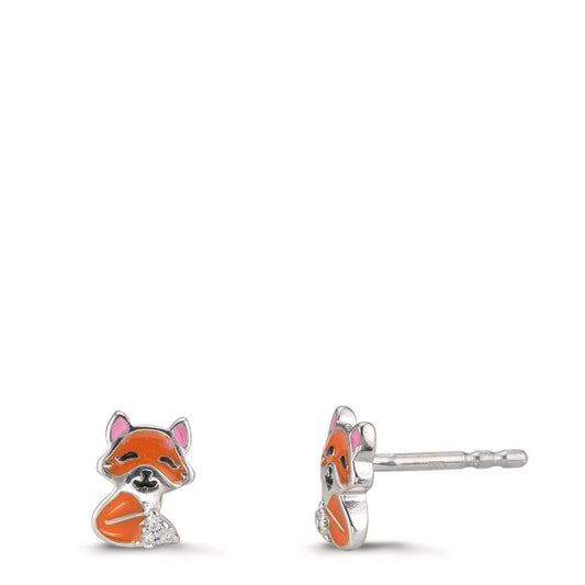 Clous d'oreilles Argent Zircone 6 Pierres Rhodié Renard