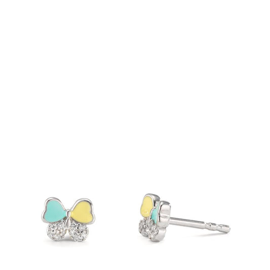 Clous d'oreilles Argent Zircone 20 Pierres Rhodié Papillon Ø6 mm