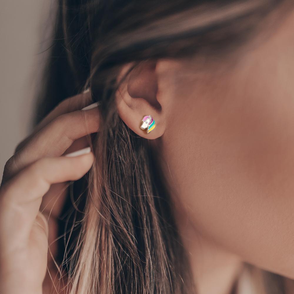Clous d'oreilles Argent Rhodié Cheval