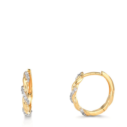 Créoles à charnières Or jaune 9K Zircone 30 Pierres