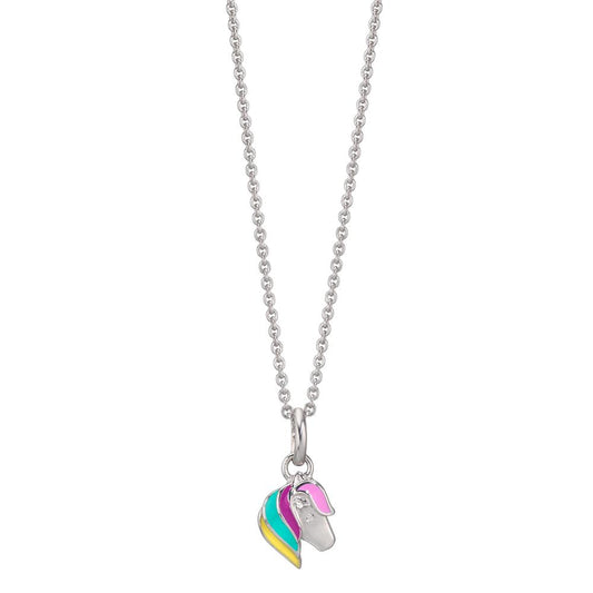 Chaînette avec pendentif Argent Zircone Rhodié Cheval 36-38 cm