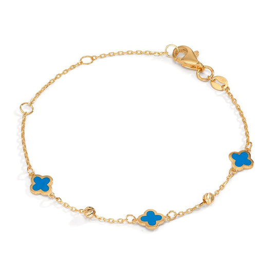 Bracelet Or jaune 9K Laqué Fleur 12-16 cm
