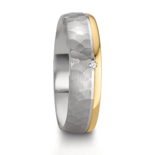 Alliance Argent, Or rose 14K Diamant 0.015 ct, w-si Bicolore