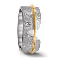 Fingerring 750/18 K Weissgold, 750/18 K Gelbgold Diamant 0.02 ct, tw-si-532807