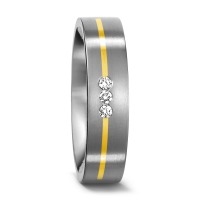 Fingerring Titan, 750/18 K Gelbgold Diamant 0.06 ct, 3 Steine, w-si-532979