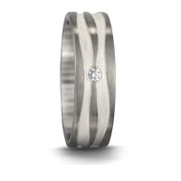 Fingerring 950 Palladium, Silber Diamant 0.03 ct, tw-si-537235