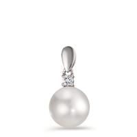Pendentif Or blanc 750/18 K Diamant 0.06 ct, w-si perle d'eau douce-563585