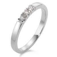 Memory Ring 750/18 K Weissgold Diamant 0.09 ct, 3 Steine, w-si-563771