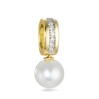 Pendentif Or jaune 750/18 K Diamant 0.12 ct, 7 Pierres, w-si perle d'eau douce-570792