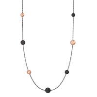 Halskette Nera aus geschwärztem Edelstahl mit Carbon und Pearls in Light Rosé, 60cm-592631
