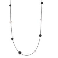 Collier Acier inoxydable, Aluminium noir PVD perle de culture 70 cm Ø8 mm-595277