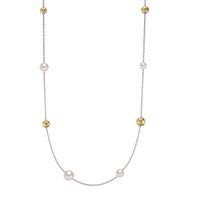 Halskette Arya Edelstahl mit Light Gold Aluminium Pearls und Muschelperlen, 60cm-595282