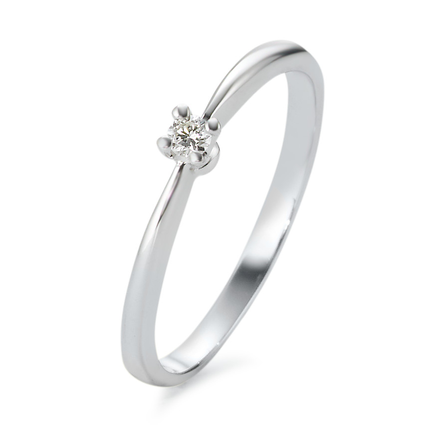 Solitär Ring 750/18 K Weissgold Diamant 0.05 ct, tw-vsi-577402