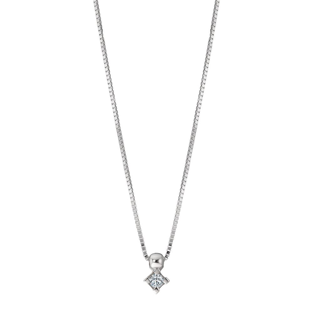Collier 750/18 K Weissgold Diamant 0.04 ct, w-si 39-42 cm verstellbar Ø3 mm-590773